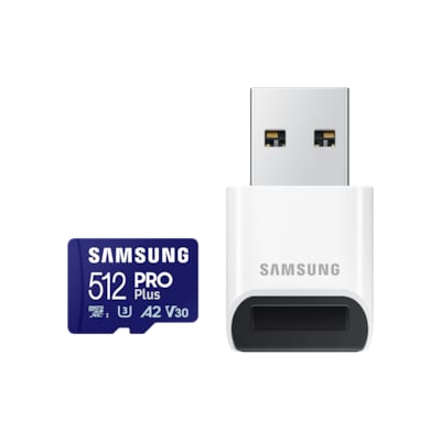 Micro Typ günstig Kaufen-Samsung PRO Plus 512 GB microSDXC-Speicherkarte (2023) mit USB-Adapter. Samsung PRO Plus 512 GB microSDXC-Speicherkarte (2023) mit USB-Adapter <![CDATA[• Speichertyp: microSDXC (UHS-I) inklusive USB-Adapter • Speicherkapazität: 512 GB • Geschwindig
