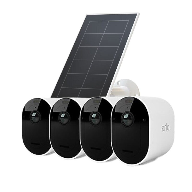 Arlo Pro 5 Überwachungskamera außen - 4er Set weiß + Solarladegerät