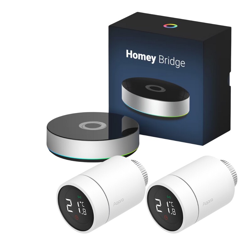 Homey Bridge Smart-Home-Zentrale Gateway Energiespar-Set mit 2x Aqara Thermostat