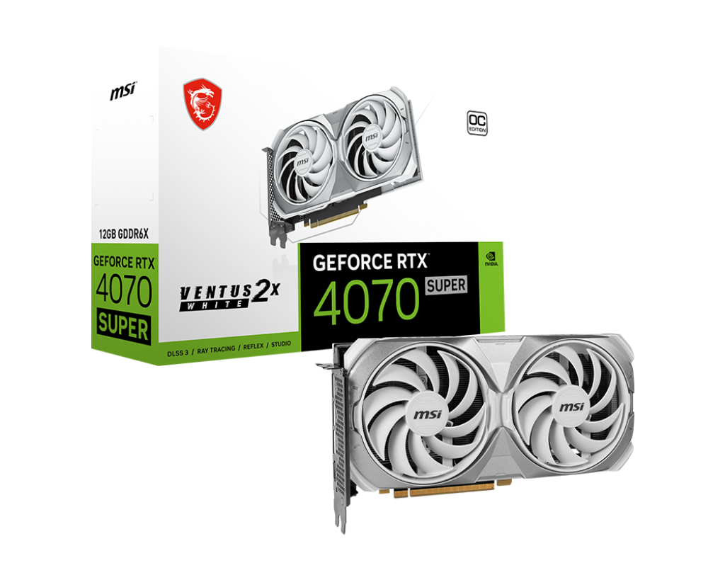 MSI GeForce RTX 4070 Super 12GB VENTUS 2X White OC Grafikkarte 3xDP/HDMI