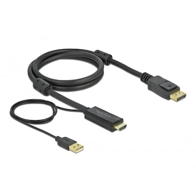 DisplayPort günstig Kaufen-Delock 85963 HDMI + USB zu DisplayPort Kabel 4K 30 Hz 1 m. Delock 85963 HDMI + USB zu DisplayPort Kabel 4K 30 Hz 1 m <![CDATA[• HDMI-Adapterkabel • Anschlüsse: HDMI A / USB A und DP Stecker • Farbe: schwarz, Länge: 1,0m • passend für: Audio/Vid
