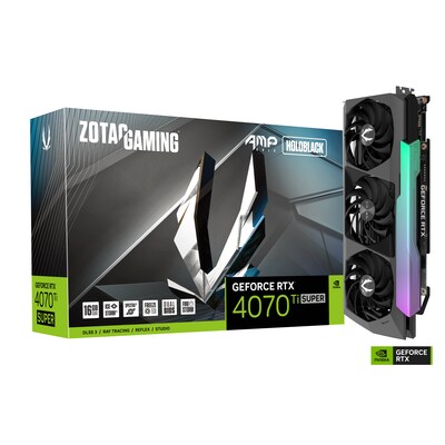 Ho Ho günstig Kaufen-ZOTAC GAMING GeForce RTX 4070Ti Super AMP HOLO 16GB Grafikkarte. ZOTAC GAMING GeForce RTX 4070Ti Super AMP HOLO 16GB Grafikkarte <![CDATA[• GeForce RTX 4070Ti Super, Ada Lovelace mit DLSS 3 • 16GB GDDR6X-RAM (256bit Speicherinterface), 21 Gbps • Cor