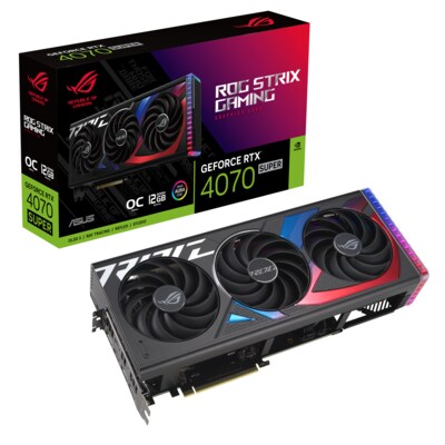 Pei mit günstig Kaufen-ASUS ROG STRIX GeForce RTX 4070 Super GAMING OC 12GB Grafikkarte. ASUS ROG STRIX GeForce RTX 4070 Super GAMING OC 12GB Grafikkarte <![CDATA[• GeForce RTX 4070 Super, Ada Lovelace mit DLSS 3 • 12 GB GDDR6X-RAM (192bit-Speicherinterface) • Core/Memory