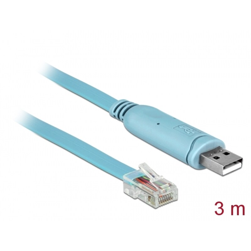 Delock Adapter USB 2.0 Typ-A Stecker > 1 x Seriell RS-232 RJ45 Stecker 3,0 m