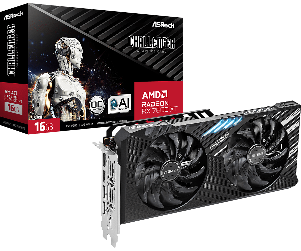 ASROCK Radeon RX 7600 XT Challenger 16GB OC Grafikkarte