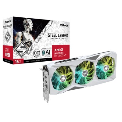 Design*Postkarte günstig Kaufen-ASROCK Radeon RX 7600 XT Steel Legend White 16GB OC Grafikkarte. ASROCK Radeon RX 7600 XT Steel Legend White 16GB OC Grafikkarte <![CDATA[• AMD Radeon RX 7600 XT • 16GB GDDR6-RAM, 128-Bit • 1x HDMI 2.1a, 3x DisplayPort 2.1 • Triple Fan Design, Pol