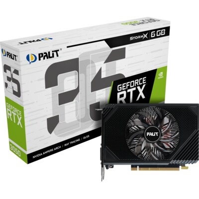 RAM Memory günstig Kaufen-PALIT GeForce RTX 3050 Storm X 6GB GDDR6 Grafikkarte. PALIT GeForce RTX 3050 Storm X 6GB GDDR6 Grafikkarte <![CDATA[• NVIDIA GeForce RTX 3050, DLSS • 6 GB GDDR6-RAM (96bit Speicherinterface) • Core/Memorytakt: 1042 MHz Boost bis 1470 MHz • 1x HDMI