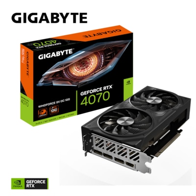 Gigabyte GeForce günstig Kaufen-GIGABYTE GeForce RTX 4070 WINDFORCE 2X OC 12GB GDDR6X Grafikkarte 1xHDMI 3xDP. GIGABYTE GeForce RTX 4070 WINDFORCE 2X OC 12GB GDDR6X Grafikkarte 1xHDMI 3xDP <![CDATA[• GeForce RTX 4070, Ada Lovelace, mit DLSS 3, werksseitig übertaktet • 12GB GDDR6X-R