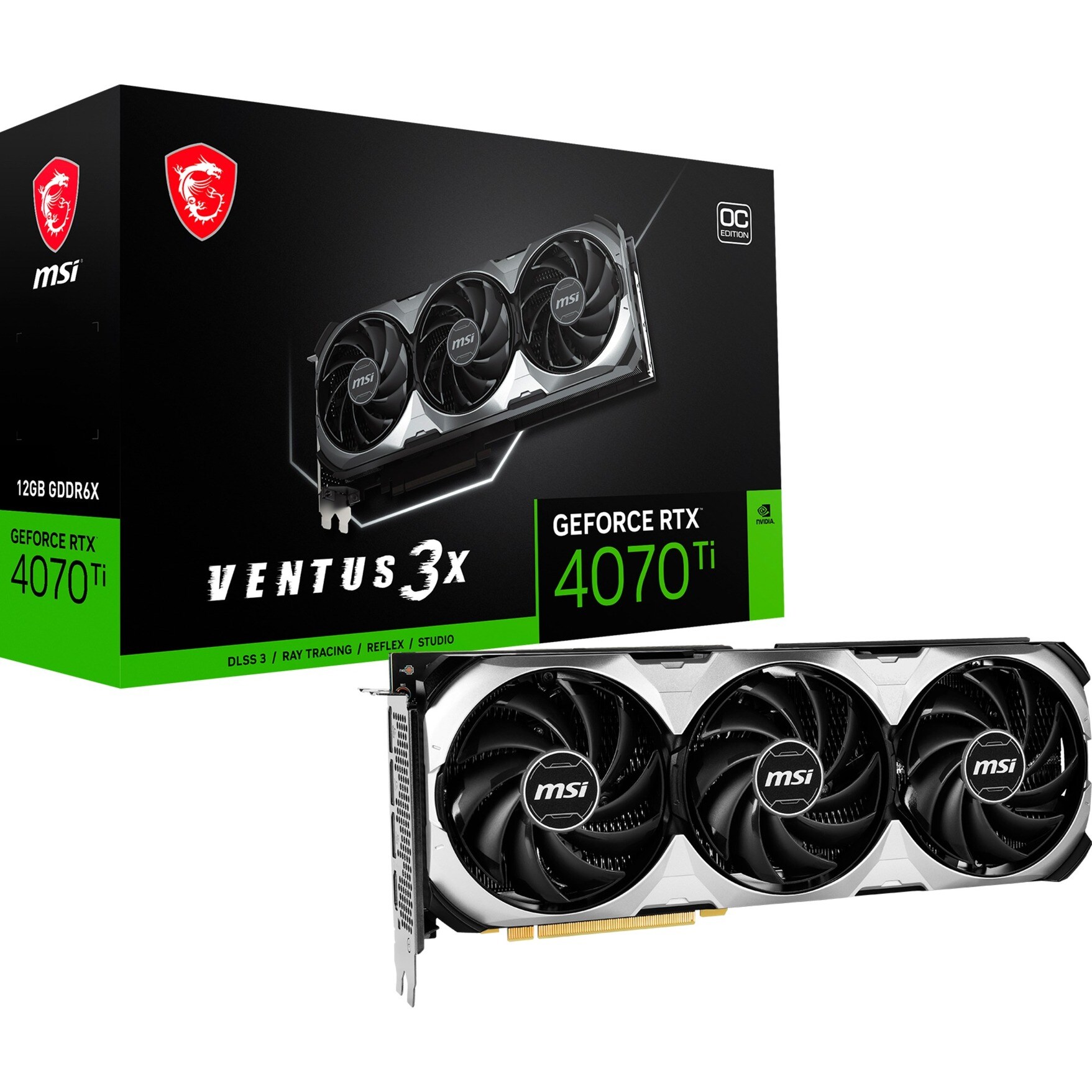 MSI GeForce RTX 4070Ti Ventus 3X E OC 12GB GDDR6X Gaming Grafikkarte 3xDP/HDMI