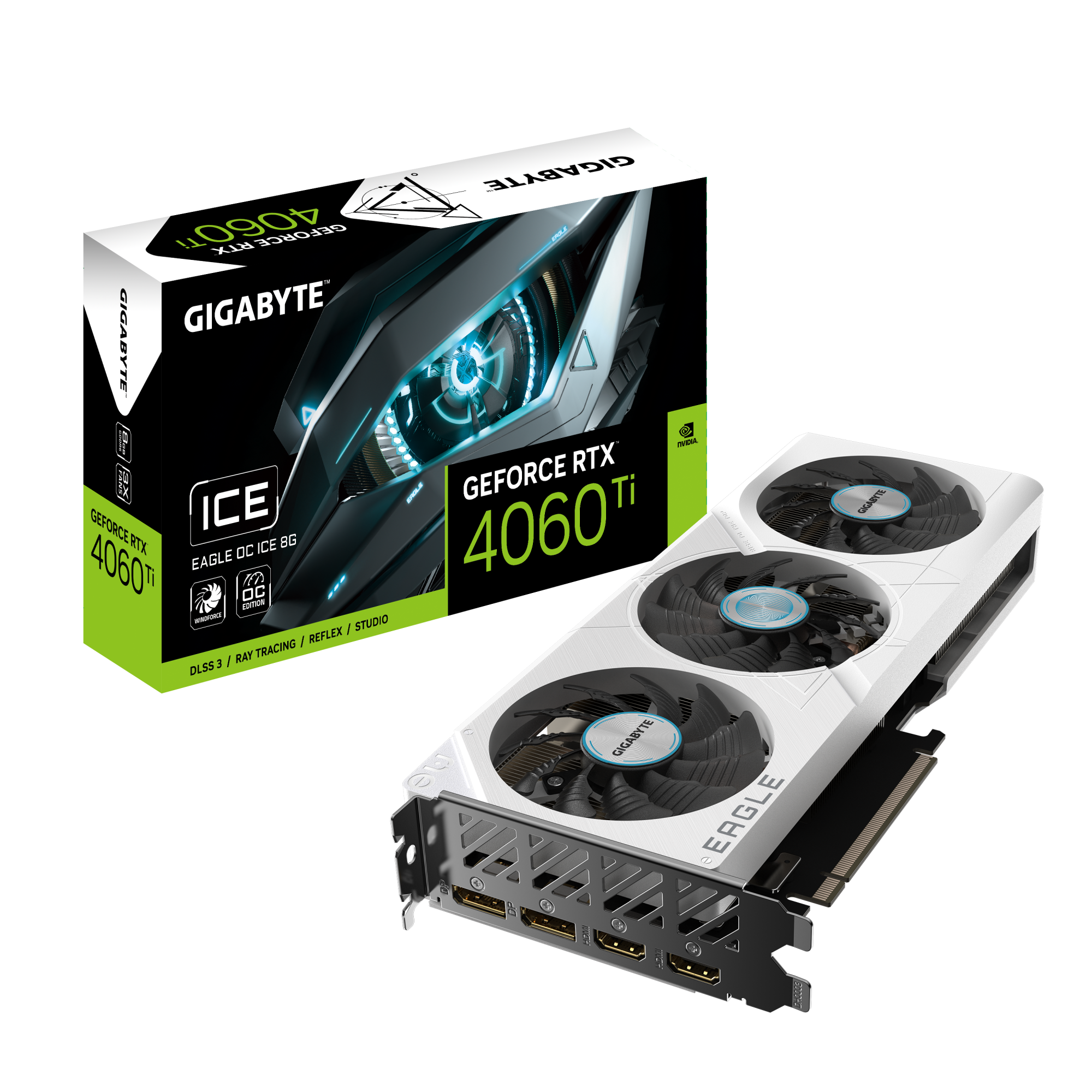 GIGABYTE GeForce RTX 4060Ti EAGLE OC ICE 8GB GDDR6 Grafikkarte 2xHDMI 2xDP