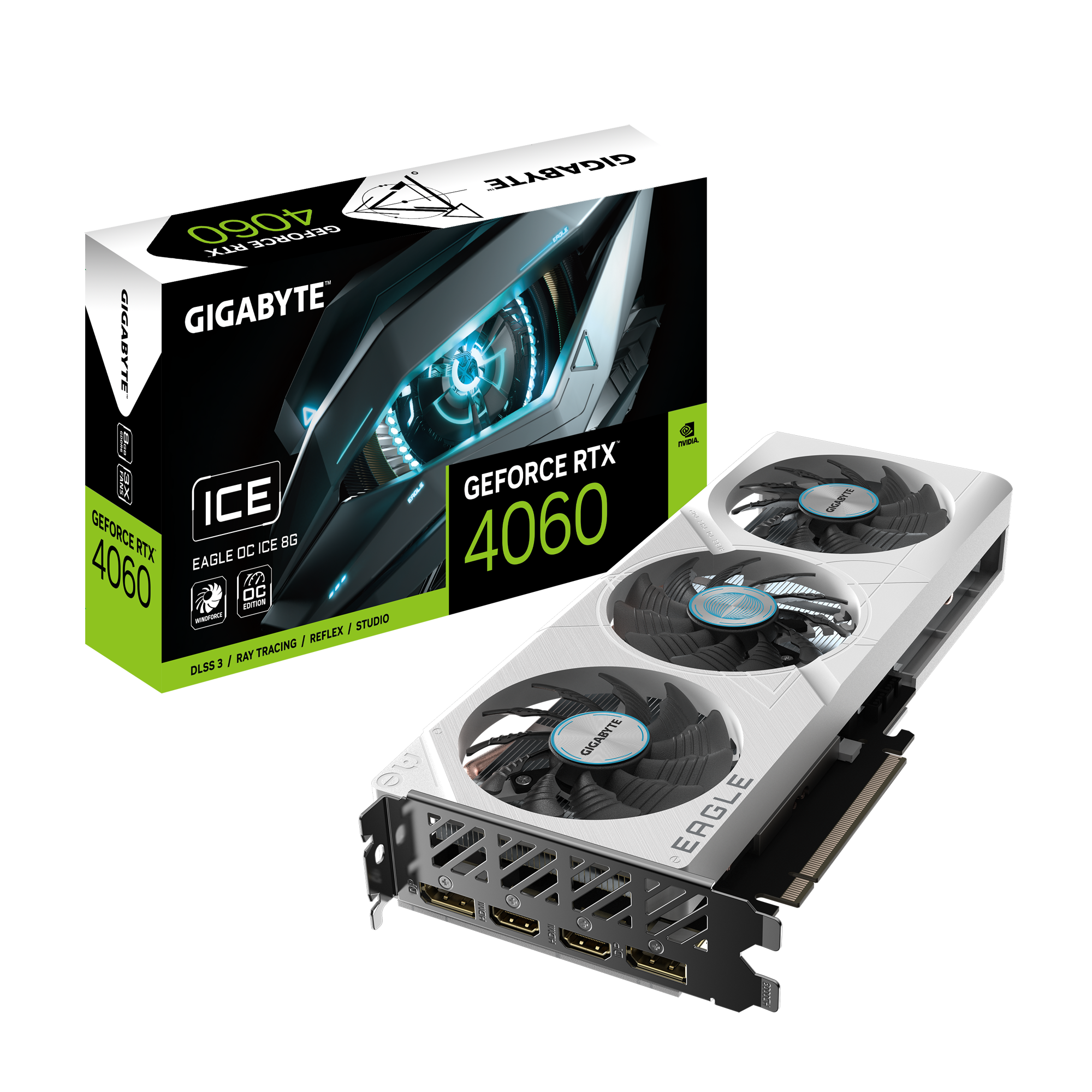 GIGABYTE GeForce RTX 4060 EAGLE OC ICE 8GB GDDR6 Gaming Grafikkarte 2xHDMI 2xDP