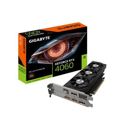 GeForce RTX günstig Kaufen-GIGABYTE GeForce RTX 4060  OC Low Profile 8GB GDDR6 Grafikkarte 2xHDMI 2xDP. GIGABYTE GeForce RTX 4060  OC Low Profile 8GB GDDR6 Grafikkarte 2xHDMI 2xDP <![CDATA[• GeForce RTX 4060, Ada Lovelace, mit DLSS 3, werksseitig übertaktet • 8GB GDDR6-RAM (12