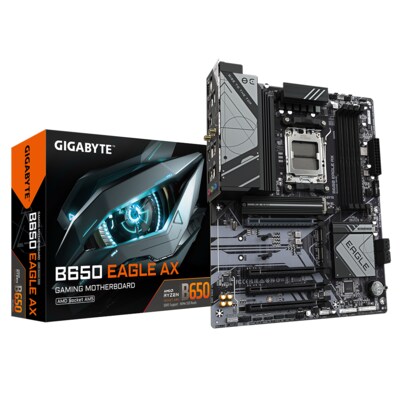 PU 50 günstig Kaufen-GIGABYTE B650 Eagle AX ATX Mainboard Sockel AM5 HDMI/DP/USB-C/M.2/WIFI6E. GIGABYTE B650 Eagle AX ATX Mainboard Sockel AM5 HDMI/DP/USB-C/M.2/WIFI6E <![CDATA[• ATX Mainboard mit Sockel AMD AM5 für AMD RYZEN 7000/8000G Serie-CPU • AMD B650-Chipsatz • 