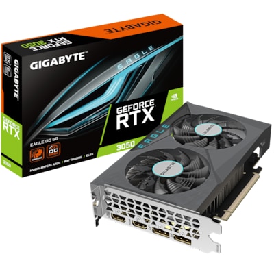 GeForce RTX günstig Kaufen-GIGABYTE GeForce RTX 3050 Eagle OC 6GB GDDR6 Grafikkarte 2xHDMI, 2xDP. GIGABYTE GeForce RTX 3050 Eagle OC 6GB GDDR6 Grafikkarte 2xHDMI, 2xDP <![CDATA[• GeForce RTX 3050, Ampere, werksseitig übertaktet • 6GB GDDR6-RAM (96bit Speicherinterface) • Cor