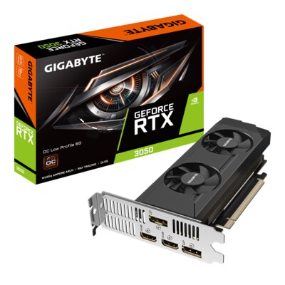 of 2 günstig Kaufen-GIGABYTE GeForce RTX 3050 OC Low Profile 6GB GDDR6 Grafikkarte 2xHDMI, 2xDP. GIGABYTE GeForce RTX 3050 OC Low Profile 6GB GDDR6 Grafikkarte 2xHDMI, 2xDP <![CDATA[• GeForce RTX 3050, Ampere, werksseitig übertaktet • 6GB GDDR6-RAM (96bit Speicherinterf