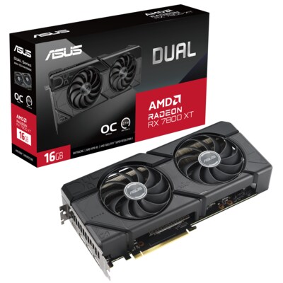 Rad 80 günstig Kaufen-ASUS Dual Radeon RX 7800 XT OC Edition 16GB. ASUS Dual Radeon RX 7800 XT OC Edition 16GB <![CDATA[• AMD Radeon RX 7800 XT • 16GB GDDR6-RAM 256 Bit • Axial-Tech Lüfter-Design • Lüfter mit Doppelkugellager • GPU Tweak III]]>. 