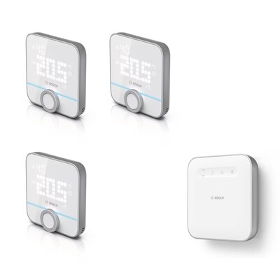 20 F günstig Kaufen-Bosch Smart Home Starter Set Smarte Fußbodenheizung 230V • 3x smartes Thermostat. Bosch Smart Home Starter Set Smarte Fußbodenheizung 230V • 3x smartes Thermostat <![CDATA[• Zeigt jederzeit schnell die Raumtemperatur und den Heiz
