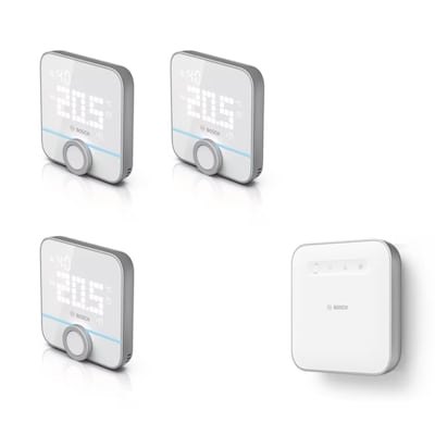 Set Smartes günstig Kaufen-Bosch Smart Home Starter Set Smarte Fußbodenheizung 230V • 3x smartes Thermostat. Bosch Smart Home Starter Set Smarte Fußbodenheizung 230V • 3x smartes Thermostat <![CDATA[• Zeigt jederzeit schnell die Raumtemperatur und den Heiz