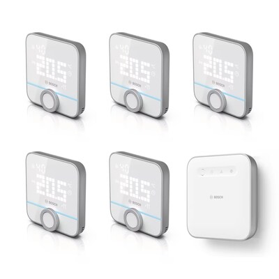 rze und günstig Kaufen-Bosch Smart Home Starter Set Smarte Fußbodenheizung 230V • 5x smartes Thermostat. Bosch Smart Home Starter Set Smarte Fußbodenheizung 230V • 5x smartes Thermostat <![CDATA[• Zeigt jederzeit schnell die Raumtemperatur und den Heiz