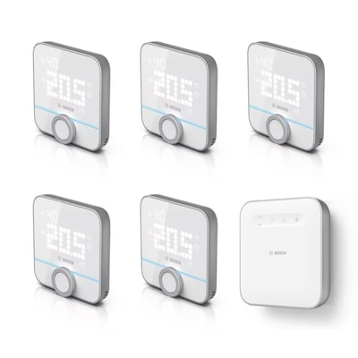 Starter günstig Kaufen-Bosch Smart Home Starter Set Smarte Fußbodenheizung 230V • 5x smartes Thermostat. Bosch Smart Home Starter Set Smarte Fußbodenheizung 230V • 5x smartes Thermostat <![CDATA[• Zeigt jederzeit schnell die Raumtemperatur und den Heiz
