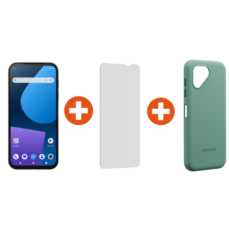 Fairphone 5 5G Dual-SIM 8GB/256GB transparent + Displayschutz + Soft Case