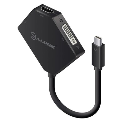 HD 2 günstig Kaufen-ALOGIC 3-in-1 Mini DisplayPort to HDMI/ DVI/ VGA Adapter. ALOGIC 3-in-1 Mini DisplayPort to HDMI/ DVI/ VGA Adapter <![CDATA[• Adapter-Adapter • Anschlüsse: DP und HDMI/VGA/DVI • Farbe: schwarz, Länge: 0,25m • passend für: Audio/Video • Farbe: