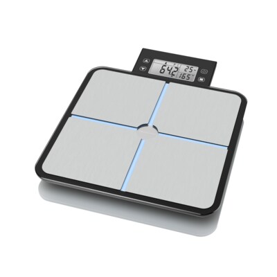 Magnet/Gewicht günstig Kaufen-Medisana BS 460 Körperanalysewaage silber/schwarz. Medisana BS 460 Körperanalysewaage silber/schwarz <![CDATA[• Körperanalysewaage mit abnehmbarem LCD Display • Blaue Beleuchtung bei Benutzung • Misst Gewicht, Körperfett, Körperwasser, 