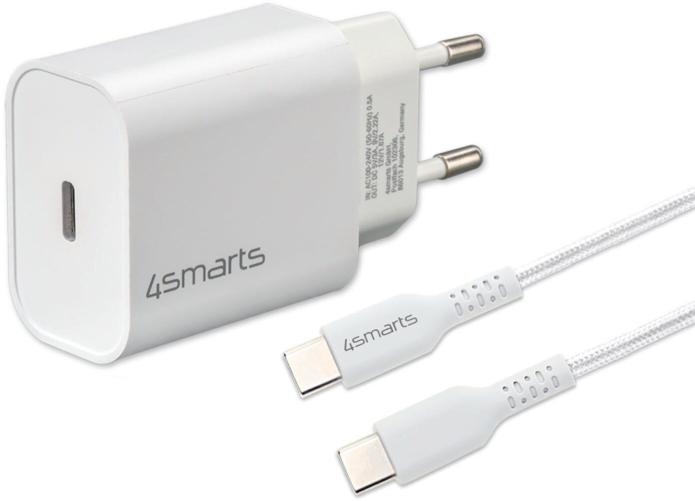 4smarts Schnelllade-Set 20W mit 1.5m USB-C zu USB-C Kabel