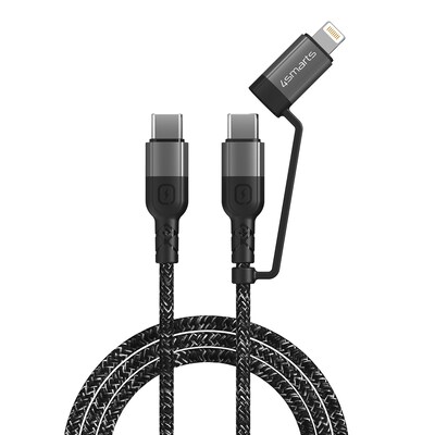 USB Lightning günstig Kaufen-4smarts USB-C/USB-C & Lightning Kabel ComboCord CL 1.5m textil. 4smarts USB-C/USB-C & Lightning Kabel ComboCord CL 1.5m textil <![CDATA[• Universelles 2 in 1 Kabel • USB-C auf USB-C / Lightning • kann bis zu 3 A übertragen und ist kompatibe