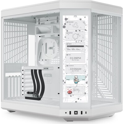 Hyte  Y70 Touch Snow White Zweikammer ATX Midi Tower Gehäuse weiß, Seitenfenster | 01220000350625