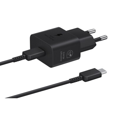 Samsung Schnellladegerät T2510 USB-C 25W mit Datenkabel, Schwarz