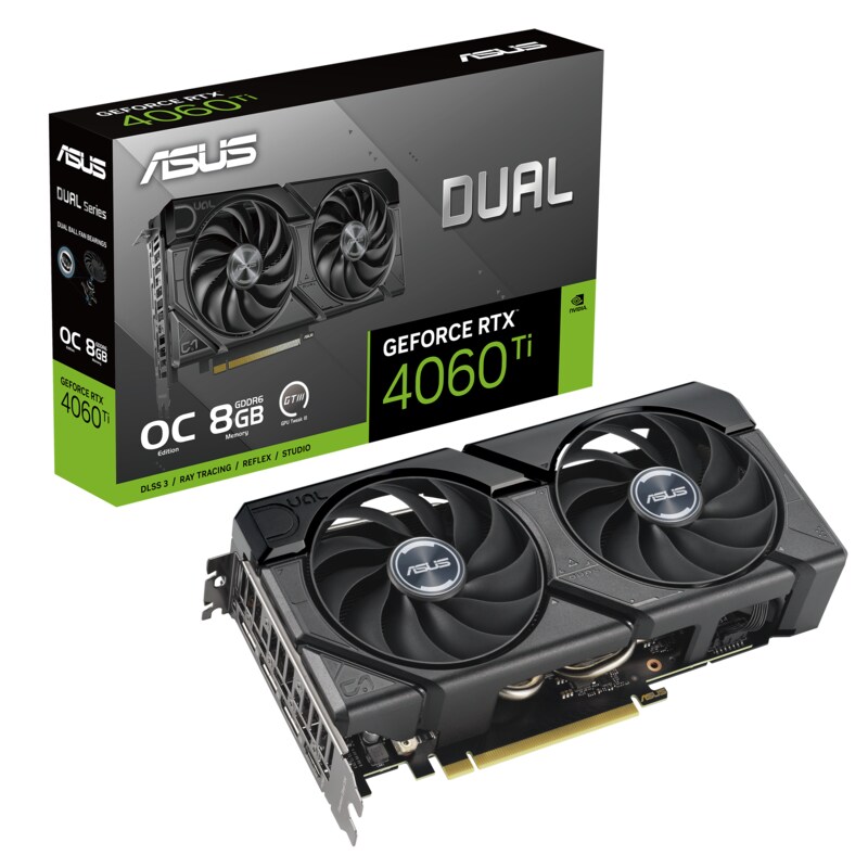 ASUS DUAL GeForce RTX 4060Ti EVO OC Gaming Grafikkarte 8GB GDDR6, 1xHDMI, 3xDP