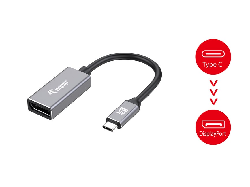 EQUIP 133493 USB-C auf DisplayPort 1.4 Adapter, 8K/30Hz