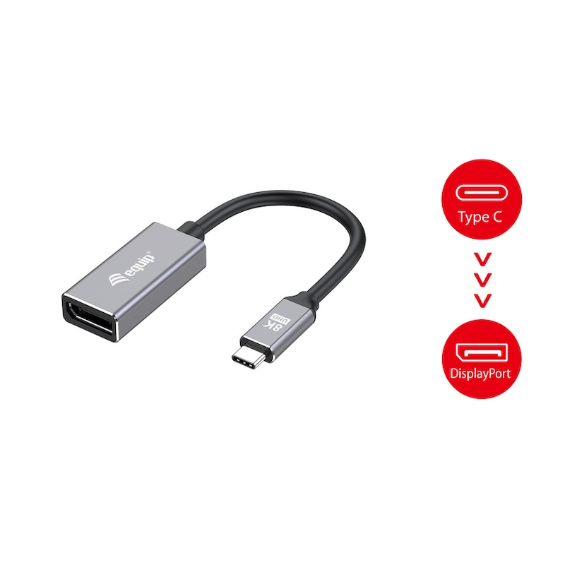 EQUIP 133493 USB-C auf DisplayPort 1.4 Adapter, 8K/30Hz