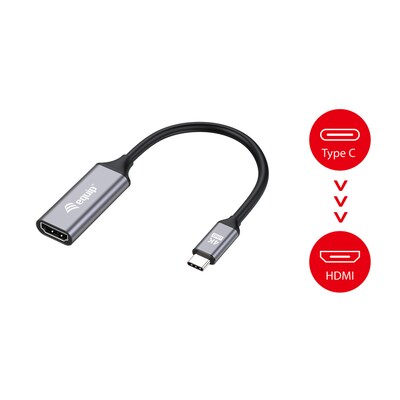Adapter Stecker  günstig Kaufen-EQUIP 133491 USB-C auf HDMI 2.0 Adapter, 4K/60Hz. EQUIP 133491 USB-C auf HDMI 2.0 Adapter, 4K/60Hz <![CDATA[• USB-C Stecker (Thunderbolt 3/4 Compatible) • HDMI Buchse • Unterstützt Videoauflösung bis zu 3840x2160 @ 30Hz • Kabellänge: 15CM/span 