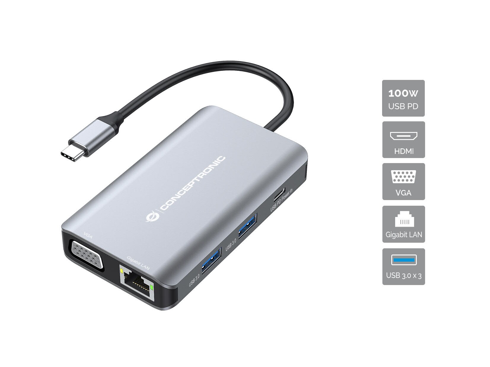 Conceptronic DONN21G 7-in-1 USB 3.2 Gen 1 Dockingstation