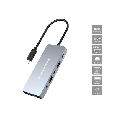 8K DisplayPort günstig Kaufen-Conceptronic DONN22G 6-in-1 USB4 Dockingstation 40Gbps 8K 60Hz HDMI 2.5GbE. Conceptronic DONN22G 6-in-1 USB4 Dockingstation 40Gbps 8K 60Hz HDMI 2.5GbE <![CDATA[• USB Type C Stecker (Thunderbolt 3 Compatible) • DisplayPort 1.2 Stecker • Unterstützt 