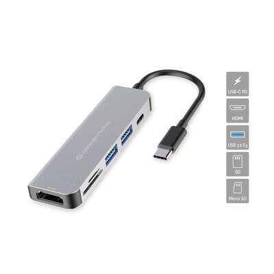 Fernbedienung,Bluetooth günstig Kaufen-Conceptronic DONN02G Multifunktionaler 6-in-1 USB Adapter USB-A 3.0 x 2 USB-C PD. Conceptronic DONN02G Multifunktionaler 6-in-1 USB Adapter USB-A 3.0 x 2 USB-C PD <![CDATA[• Hochwertige Audioleistung • Inklusive Fernbedienung • Kompakte Größe, gro