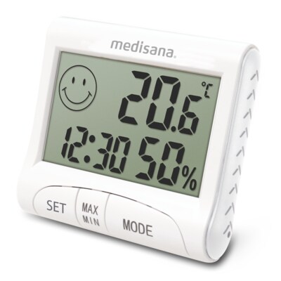 Temp S  günstig Kaufen-Medisana HG 100 Hygrometer. Medisana HG 100 Hygrometer <![CDATA[• Hygrometer • Anzeige von Luftfeuchtigkeit und Raumtemperatur • Speicherung von Höchst- und Tiefstwerten • Größe: ca. 8,2 × 7 × 2 cm • Alarmfunktion]]>. 