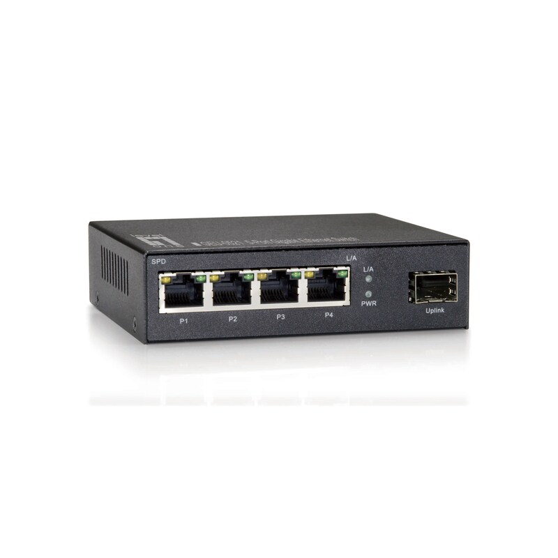 SFP günstig Kaufen-LEVELONE GEU-0521 5-Port-Gigabit-Switch, 1 x SFP. LEVELONE GEU-0521 5-Port-Gigabit-Switch, 1 x SFP <![CDATA[• AWG 26/7 • 250MHz performance Bandwidth • Querschnitt Vergoldete Anschlüsse für hohe Übertragungsqualität • Knickschutz mit Zugentlastung Leite