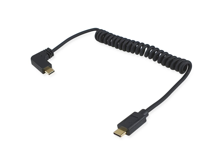 EQUIP 128889 USB 2.0 C auf C 90&deg; abgewinkeltes Spiralkabel, St./St., 1,0 m