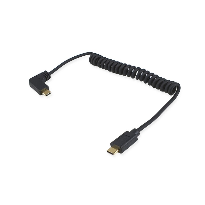 EQUIP 128889 USB 2.0 C auf C 90° abgewinkeltes Spiralkabel, St./St., 1,0 m