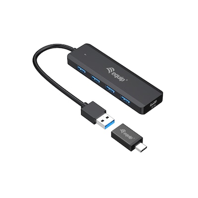 Adapter UASP günstig Kaufen-EQUIP 128959 4-Port-USB-3.2 Gen 1-Hub und Adapter für USB-C. EQUIP 128959 4-Port-USB-3.2 Gen 1-Hub und Adapter für USB-C <![CDATA[• Unterstützt bis zu 5Gbs Übertragungsrate • UASP Supported • Geeignet für 2,5-Zoll-SATA-Festplatte oder -