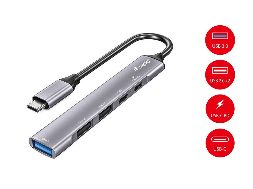 EQUIP 128962 5-Port USB 3.0/2.0 Hub mit USB-C 100W USB PD