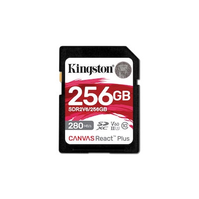 Segeltuch/Canvas günstig Kaufen-Kingston Canvas React Plus V60 256GB SDXC Speicherkarte 4K-UHS-II. Kingston Canvas React Plus V60 256GB SDXC Speicherkarte 4K-UHS-II <![CDATA[• Speichertyp: SDXC (UHS-II) • Speicherkapazität: 256 GB • Geschwindigkeitsklasse: Cl10, U3, V60 • max. 