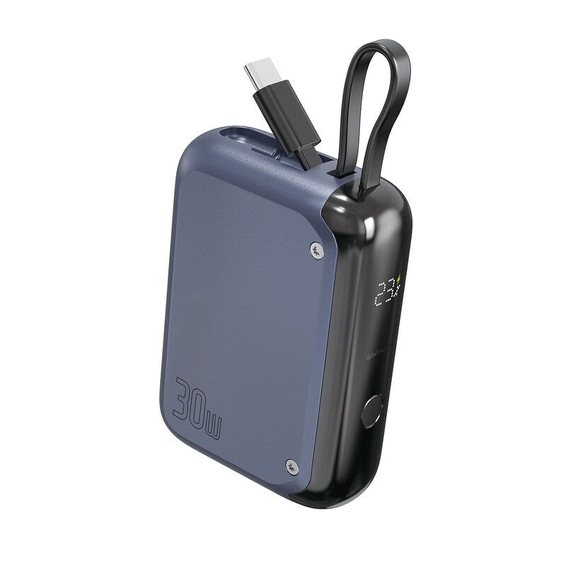 4smarts Powerbank Pocket mit USB-C Kabel 10000mAh - stahlblau