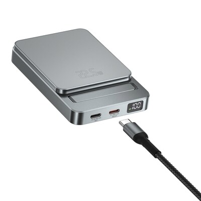 Net Power günstig Kaufen-4smarts Wireless Powerbank OneStyle 5000mAh MagSafe - grau. 4smarts Wireless Powerbank OneStyle 5000mAh MagSafe - grau <![CDATA[• Wireless Powerbank mit einer Kapazität von 5000mAh • Magnetische Ausrichtung sorgt für optimales Laden mit 15 W Leistun