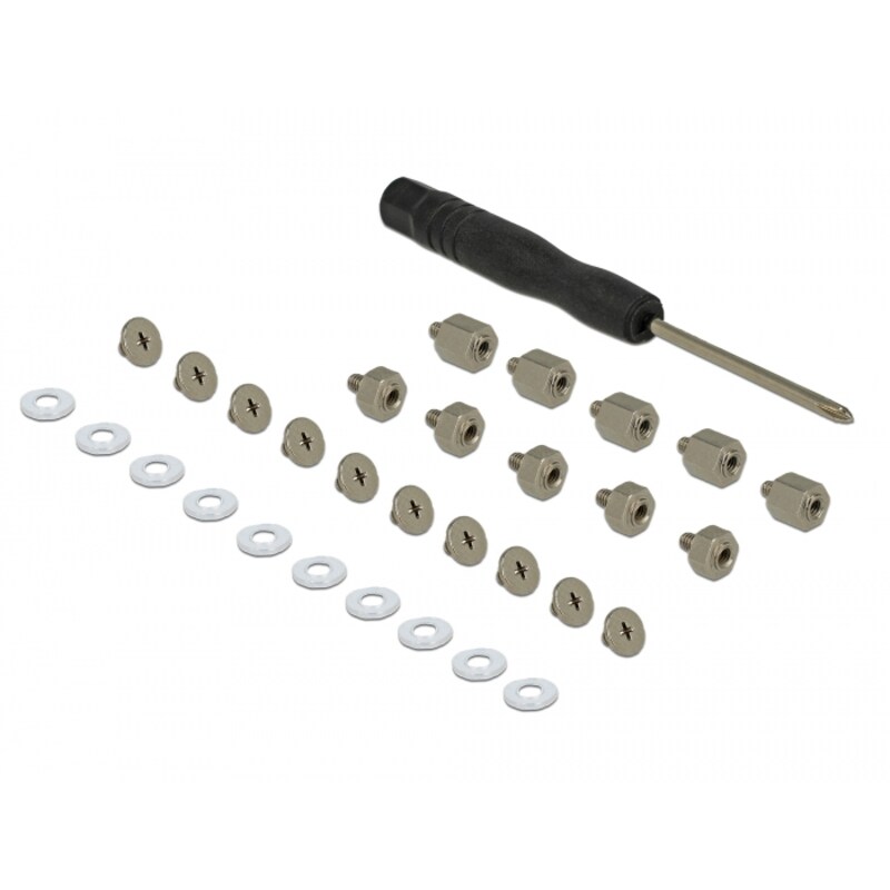 Set 10 günstig Kaufen-Delock ﻿Befestigungsset 31-teilig für M.2 SSD / Modul. Delock ﻿Befestigungsset 31-teilig für M.2 SSD / Modul <![CDATA[• Schraubenset für M.2 SSD´s • Schraube: M2 x 2,5 mm • 10 x Schraube 5 x Abstandhalter klein 5 x Abstandhalter gr