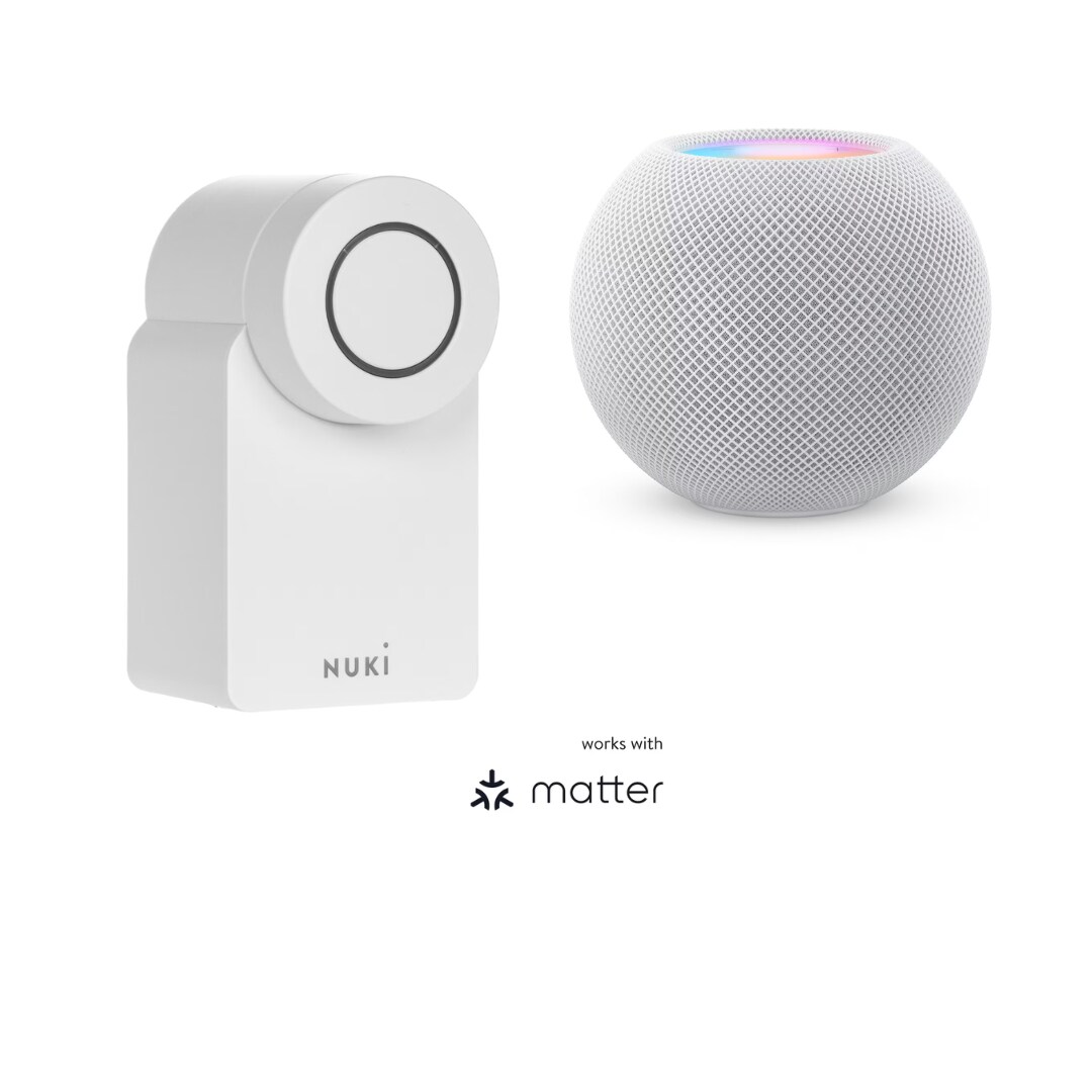 Nuki Smart Lock 4. Generation wei&szlig; + HomePod mini