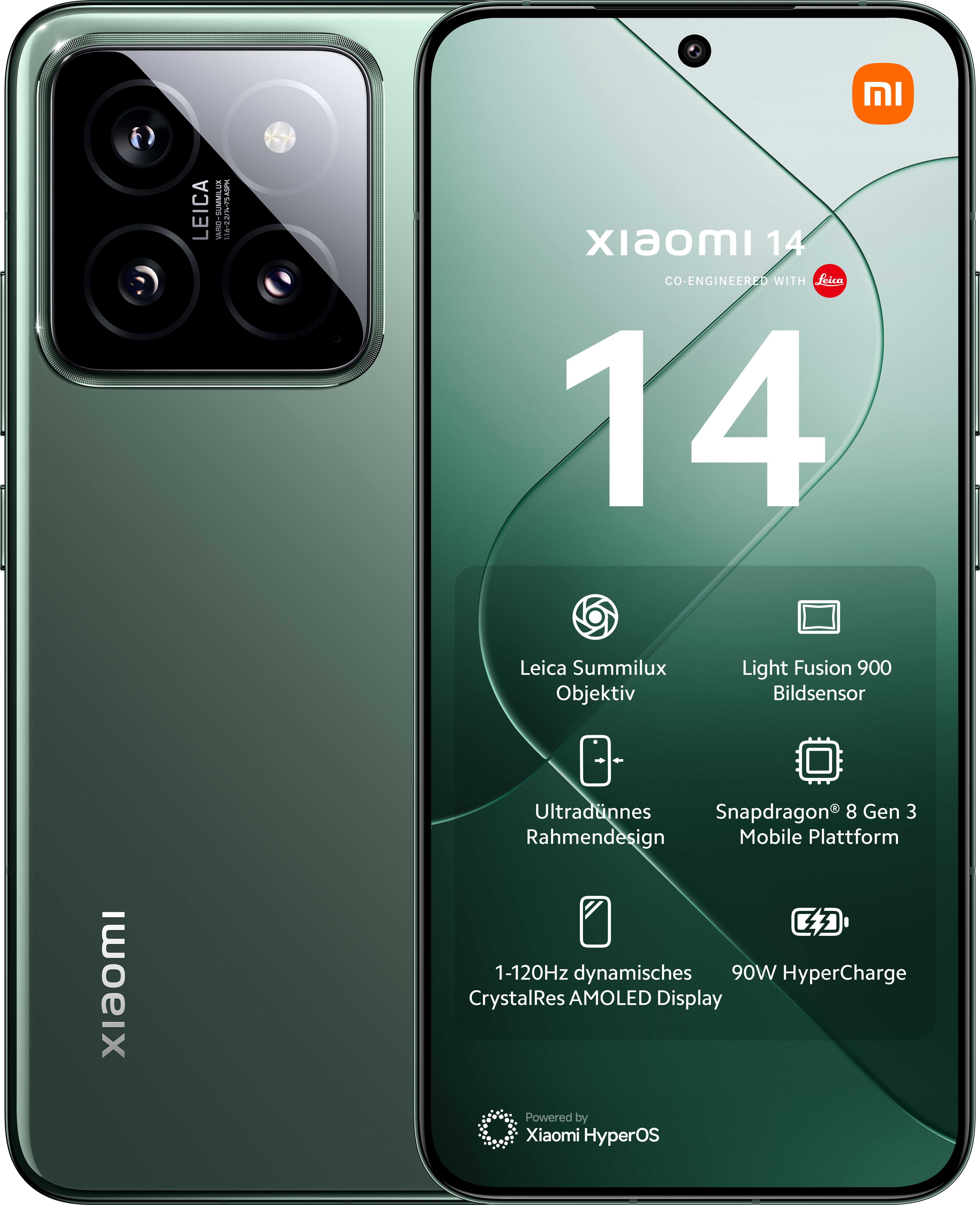 Смартфон Xiaomi 14 5G 12/512 ГБ с двумя SIM-картами jade green